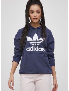 Bavlněná mikina adidas Originals HE6951 dámská, tmavomodrá barva, s potiskem, HE6951-SHANAV