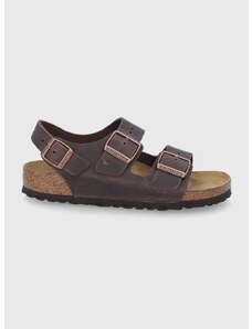 Kožené sandály Birkenstock Milano dámské, hnědá barva