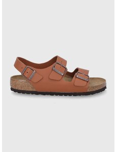 Kožené sandály Birkenstock Milano pánské, hnědá barva