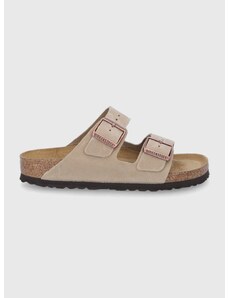 Kožené pantofle Birkenstock Arizona dámské, béžová barva