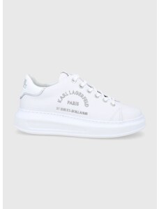 Kožené boty Karl Lagerfeld Kapri bílá barva, na platformě