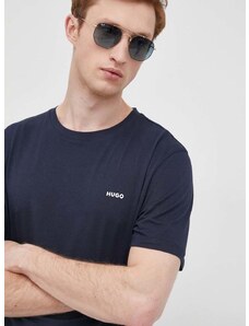 Bavlněné tričko Hugo tmavomodrá barva, hladký, 50466158