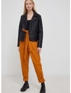 Bavlněné kalhoty Pepe Jeans Fellon Pant dámské, hnědá barva, jednoduché, high waist