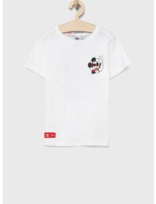 Dětské bavlněné tričko adidas Originals Disney HF7576 bílá barva, s potiskem