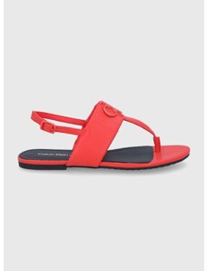 Kožené sandály Calvin Klein Jeans dámské, červená barva