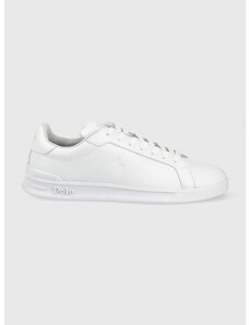 Kožené sneakers boty Polo Ralph Lauren HRT CT II bílá barva