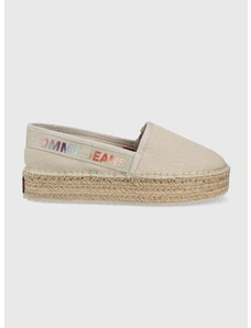 Espadrilky Tommy Jeans béžová barva, na platformě