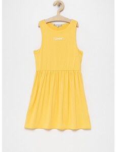 Dívčí šaty Tommy Hilfiger žlutá barva, mini, áčková
