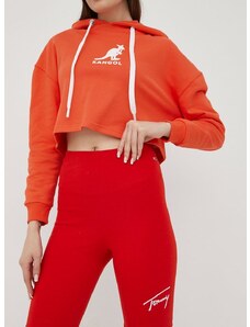 Kraťasy Tommy Jeans dámské, červená barva, s aplikací, high waist