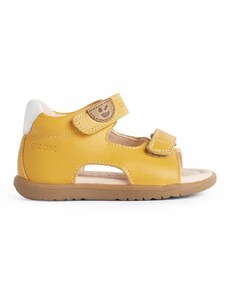 Dětské kožené sandály Geox žlutá barva