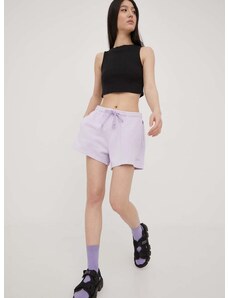 Bavlněné šortky Levi's dámské, fialová barva, hladké, high waist