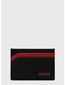 Kožené pouzdro na karty HUGO černá barva, 50470746