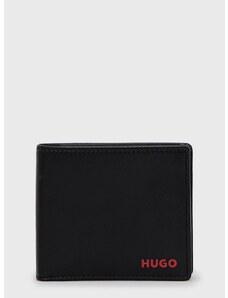 Kožená peněženka HUGO černá barva, 50470760