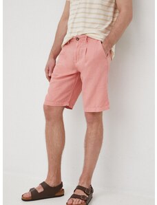 Šortky s příměsí lnu Pepe Jeans Arkin Short Linen růžová barva