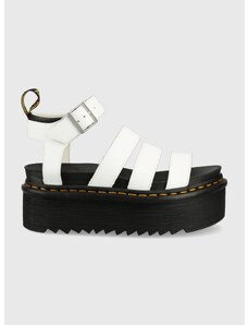 Kožené sandály Dr. Martens dámské, bílá barva, na platformě, DM27296100.Blaire.Quad-White.Hydr