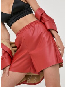 Kraťasy Karl Lagerfeld dámské, červená barva, hladké, high waist