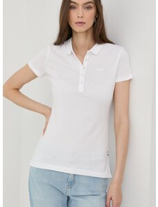Bavlněné tričko BOSS bílá barva, s límečkem, 50475176