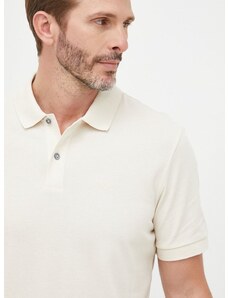 Bavlněné polo tričko BOSS béžová barva, s aplikací