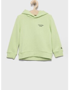 Dětská mikina Calvin Klein Jeans zelená barva, melanžová