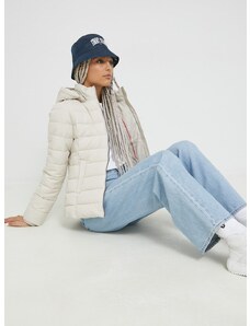 Bunda Tommy Jeans dámská, béžová barva, zimní, DW0DW13741