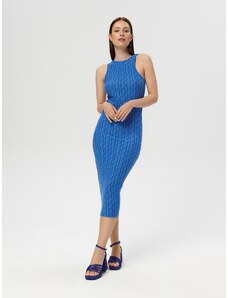 Sinsay - Vzorované midi šaty - modrá