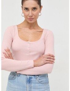 Tričko s dlouhým rukávem Guess KARLEE růžová barva, W2YP46 KBCO2