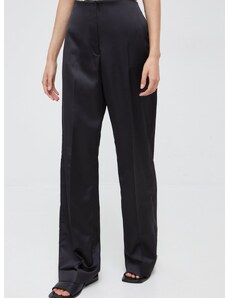 Kalhoty Calvin Klein dámské, černá barva, zvony, high waist