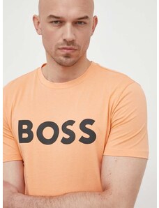 Boss Orange Bavlněné tričko BOSS CASUAL oranžová barva, s potiskem, 50481923