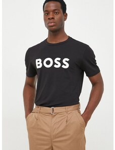 Boss Orange Bavlněné tričko BOSS BOSS CASUAL černá barva, s potiskem