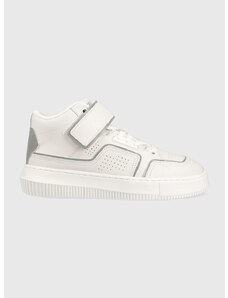 Kožené sneakers boty Calvin Klein Jeans Chunky Cupsole Laceup Mid bílá barva