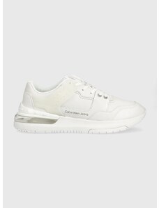Kožené sneakers boty Calvin Klein Jeans Sporty Runner Comfair Laceup bílá barva