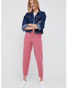 Kalhoty Tommy Hilfiger dámské, růžová barva, hladké
