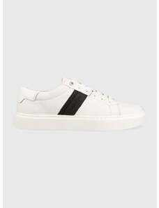 Kožené sneakers boty Calvin Klein Low Top Lace Up bílá barva