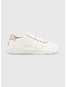 Kožené sneakers boty Calvin Klein Low Top Lace Up bílá barva