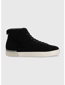 Semišové sneakers boty Calvin Klein High Top Lace Up Sue černá barva