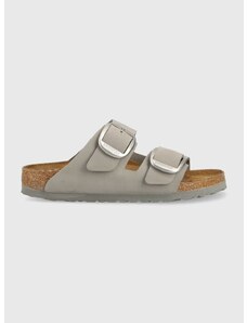 Semišové pantofle Birkenstock Arizona Big Buckle dámské, šedá barva, 1022154