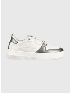 Sneakers boty Calvin Klein Jeans Chunky Cupsole Laceup Metallic bílá barva