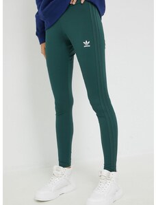 Legíny adidas Originals dámské, zelená barva, s aplikací