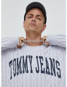 Svetr Tommy Jeans pánský, šedá barva,