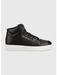 Kožené sneakers boty Calvin Klein Jeans Basket Cups Laceup High černá barva