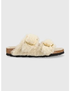 Vlněné pantofle Birkenstock Arizona Bb Shearling dámské, šedá barva, 1023130.TEDDY-EGGSHELL