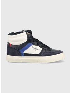 Dětské kožené sneakers boty Pepe Jeans tmavomodrá barva