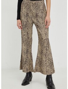Kalhoty By Malene Birger dámské, hnědá barva, zvony, high waist