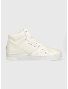 Kožené sneakers boty Calvin Klein Jeans Basket Cups Laceup High , bílá barva