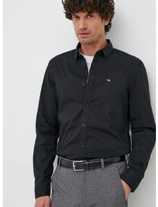 Košile Calvin Klein pánská, černá barva, slim, s klasickým límcem, K10K110856