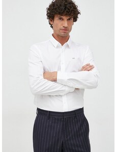 Košile Calvin Klein pánská, bílá barva, slim, s klasickým límcem, K10K110856