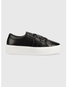 Kožené sneakers boty Calvin Klein Flatform Cupsole Lace Up černá barva