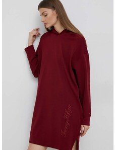 Šaty Tommy Hilfiger vínová barva, mini, oversize