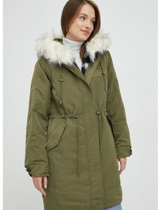 Parka Guess dámská, zelená barva, přechodná