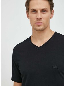 Bavlněné tričko BOSS 3-pack černá barva